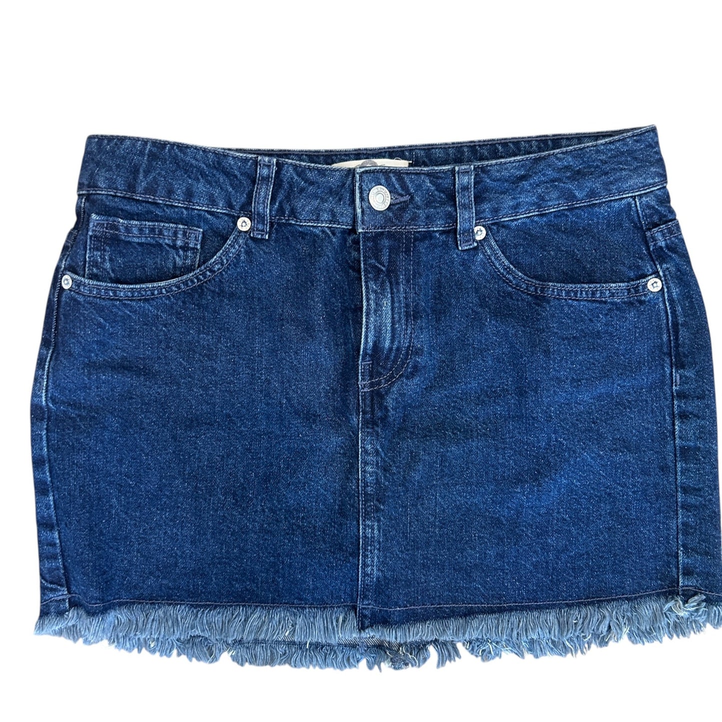 We The Free Dark Wash Raw Hem Denim Mini Skirt Womens Size 8