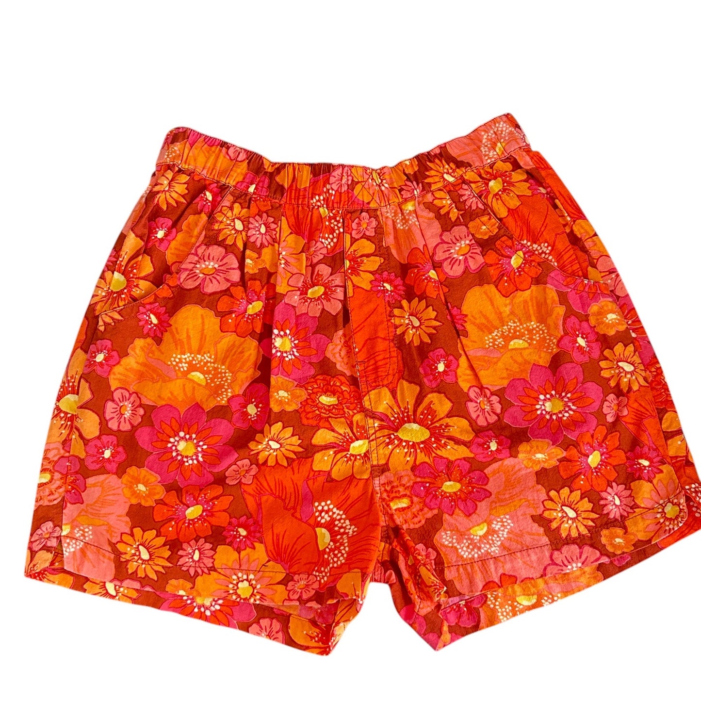 Free People Palo Duro Pink Orange Yellow Floral Printed Shorts Womens Size Small