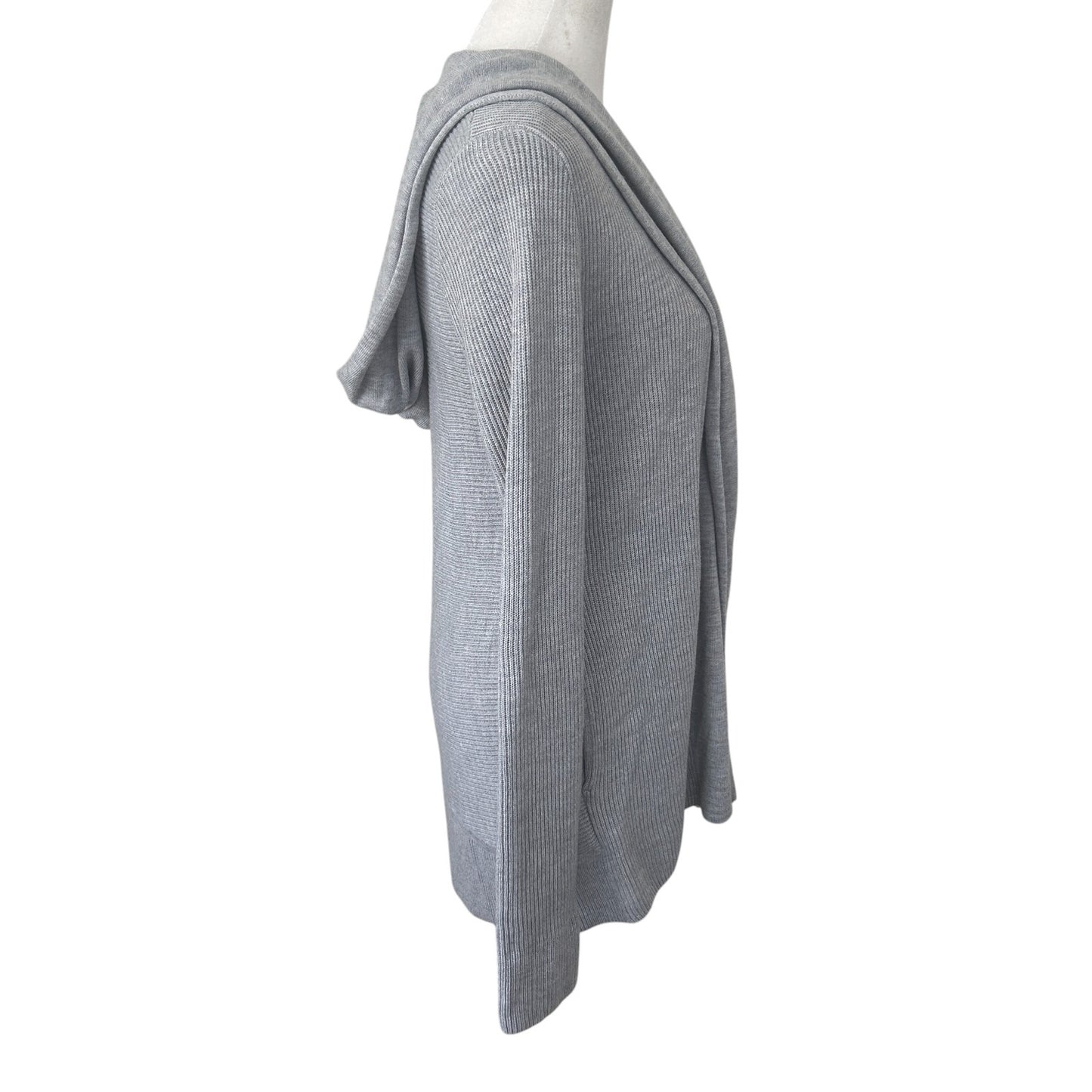 Lululemon Gray Cashmere Blend Hooded Ribbed Cardigan Sweater Womens Size 4
