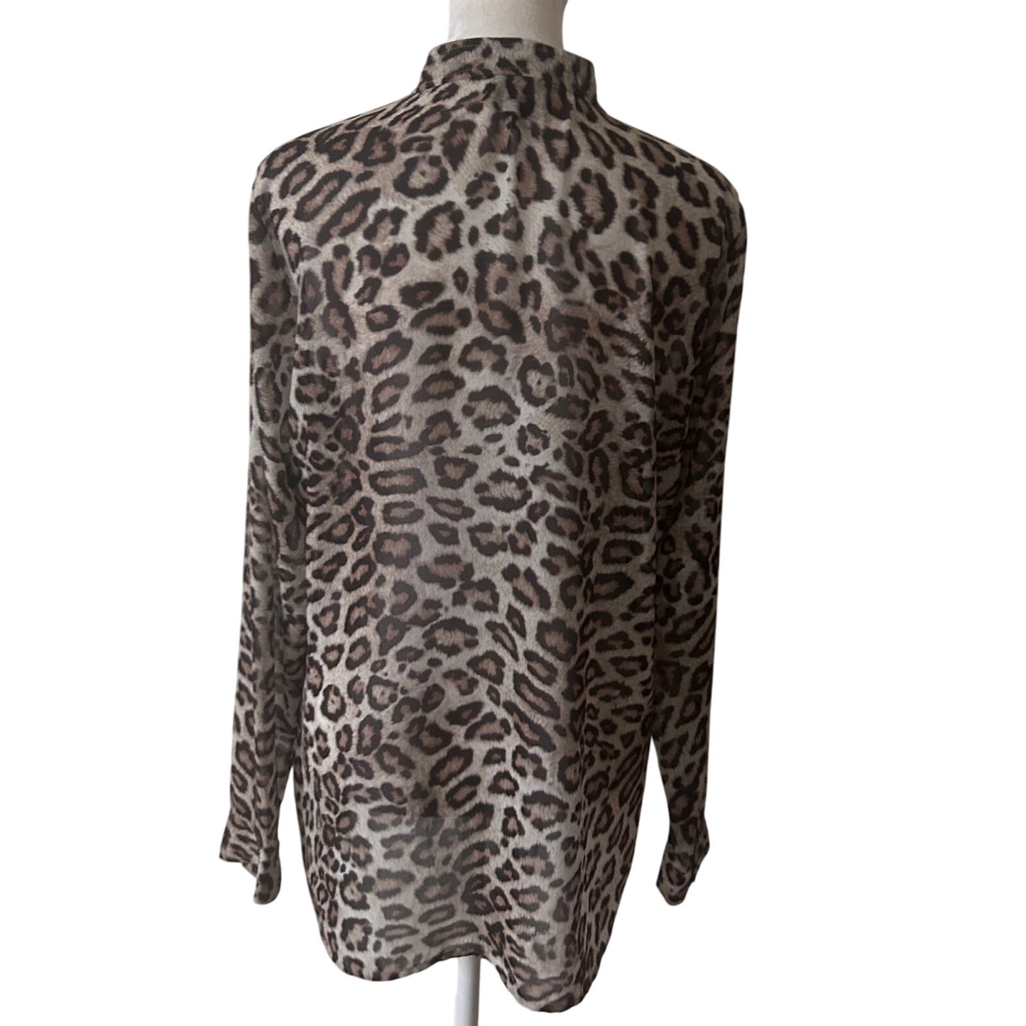 W by Worth Cheetah Animal Print V-Neck Tunic Blouse Womens Size Small