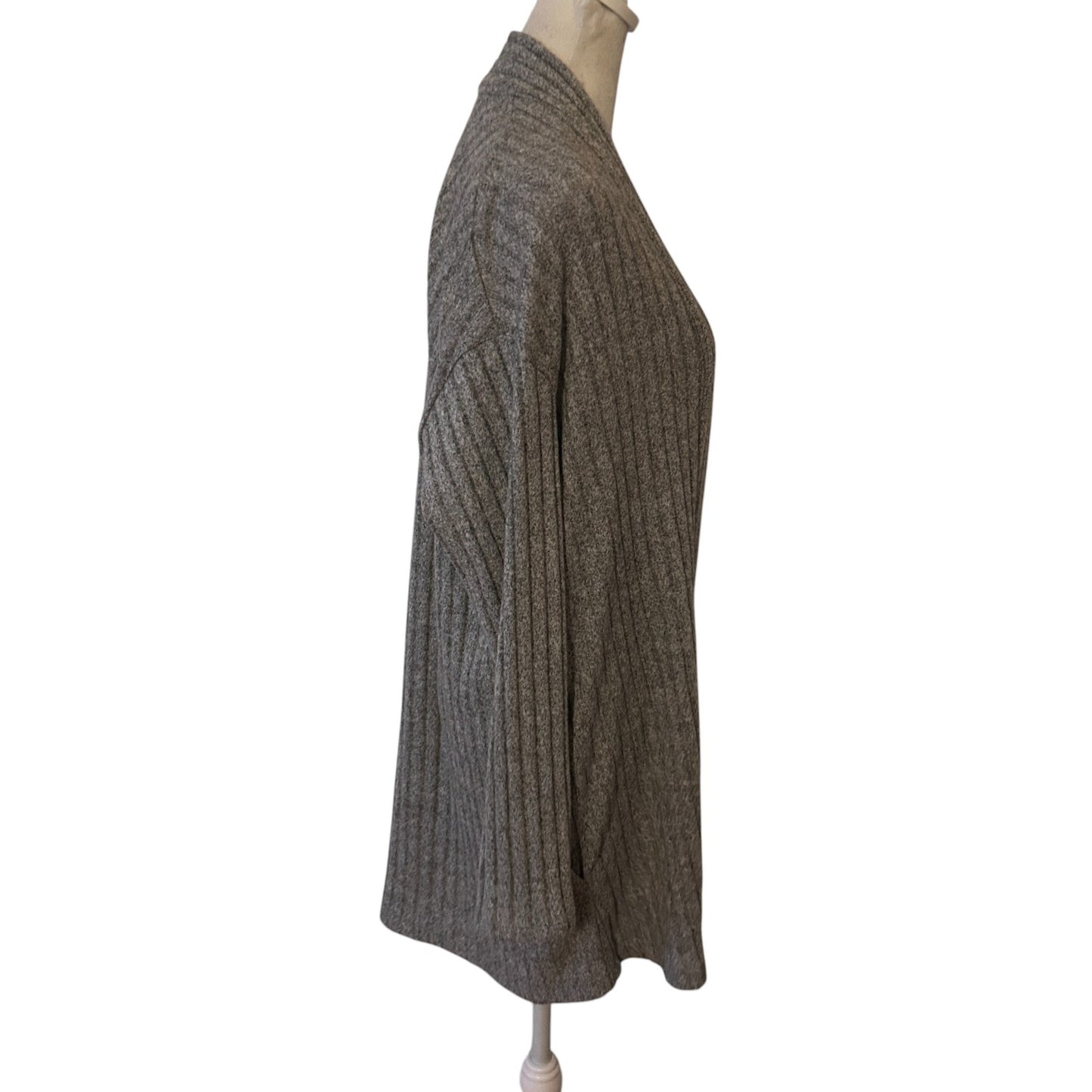Anthropologie Eri + Ali Gray Ribbed Long Cardigan Sweater NEW Womens Size Small