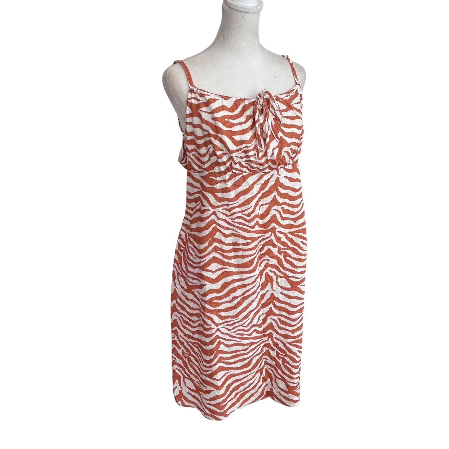Sanctuary Brown Zebra Stripe Sundress Linen Blend Dress Womens Size 12