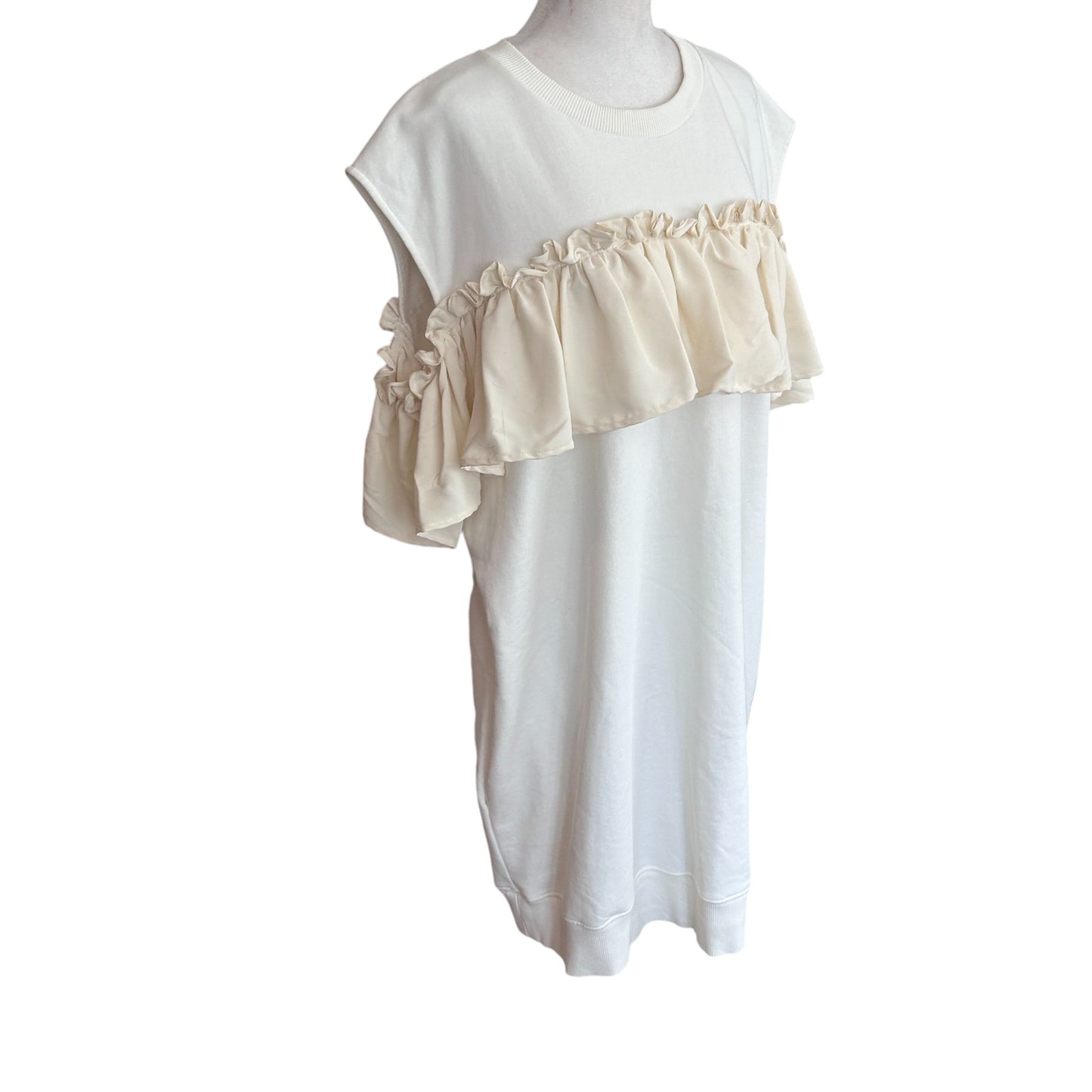 MM6 Maison Margiela Ivory Sleeveless Ruffle Sweatshirt Dress Womens Size Large