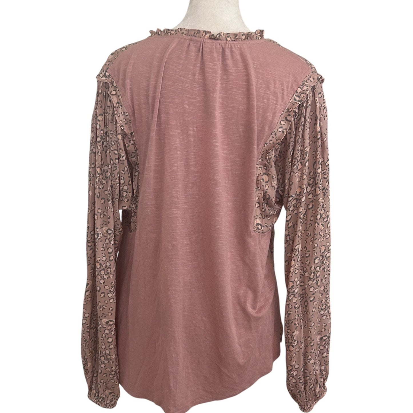 Anthropologie Dolan Pink Animal Print V-Neck Top Blouse Womens Size Large
