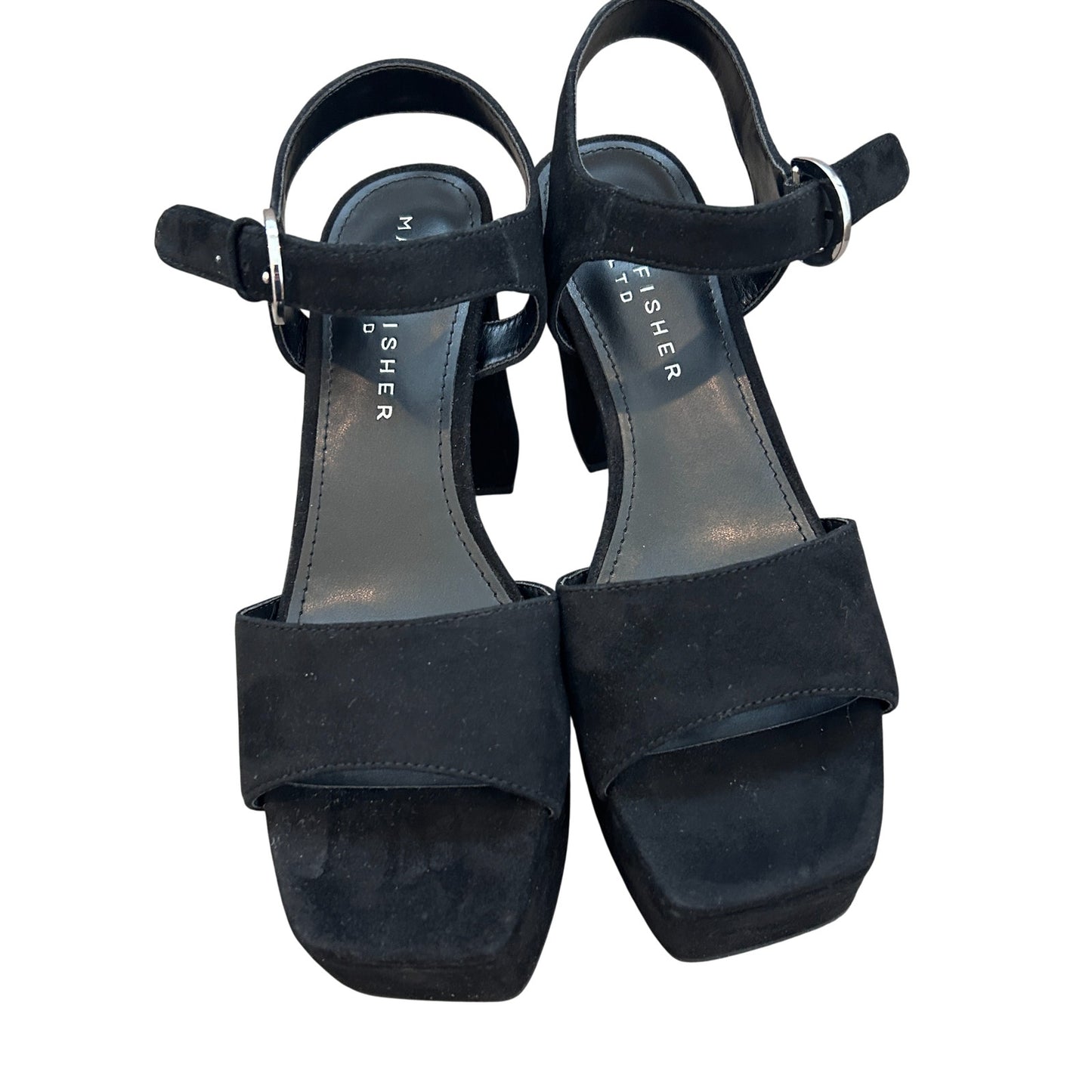 Marc Fisher Cinthia Black Suede Platform Sandal Womens Size 8 NEW