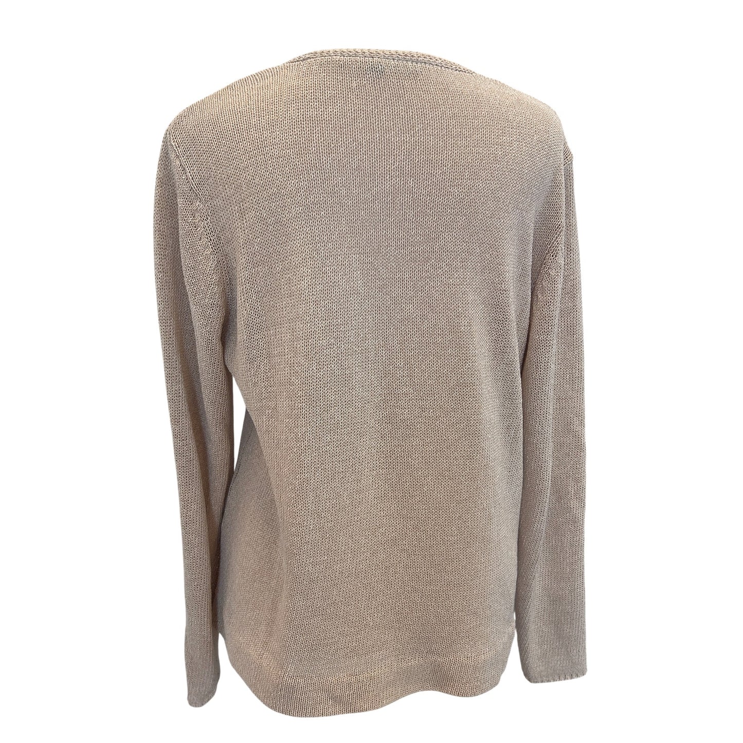 J McGlaughlin Tan Beige Long Sleeve V-Neck Pullover Sweater Womens Size Large