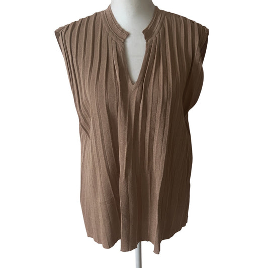 Anthropologie Current Air Brown Sleeveless V-Neck Boxy Sweater Women Size Small