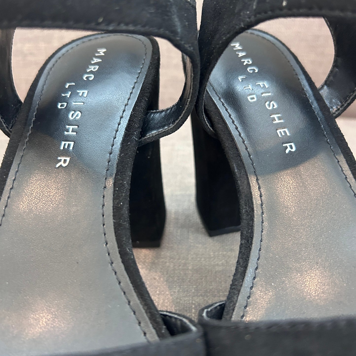 Marc Fisher Cinthia Black Suede Platform Sandal Womens Size 8 NEW