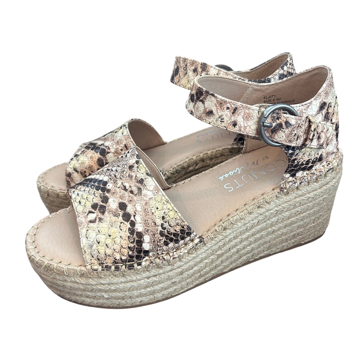 Coconuts by Matisse Flirty Natural Snake Skin Platform Wedge Sandal Size 8.5