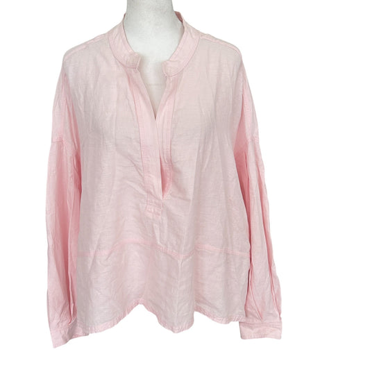 We The Free Light Pink Linen Blend Boxy Boho Top Womens Size Extra Small