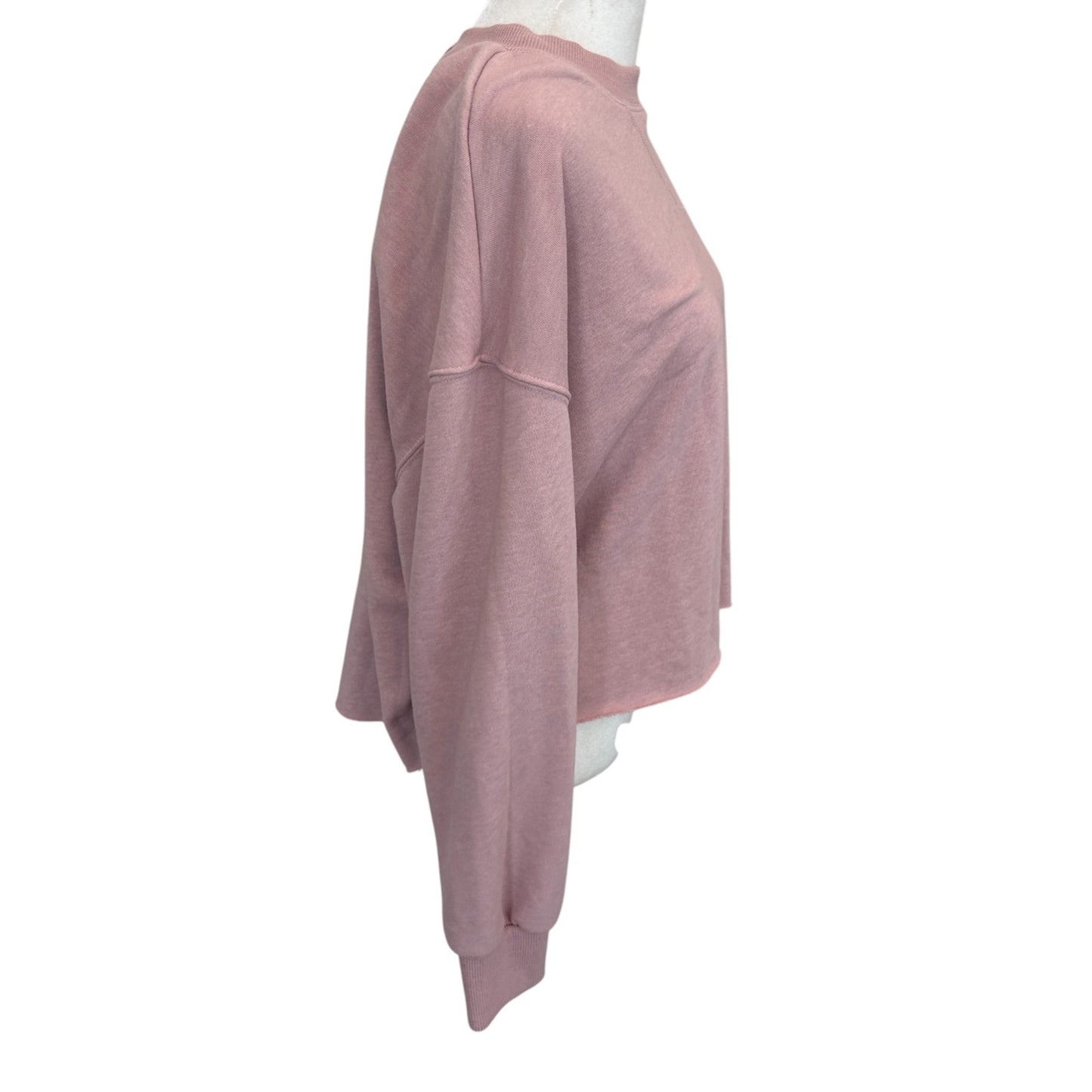 Z Supply NWT Pink Izzy Loop Terry Top Cropped Raw Hem Pullover Womens Size Small
