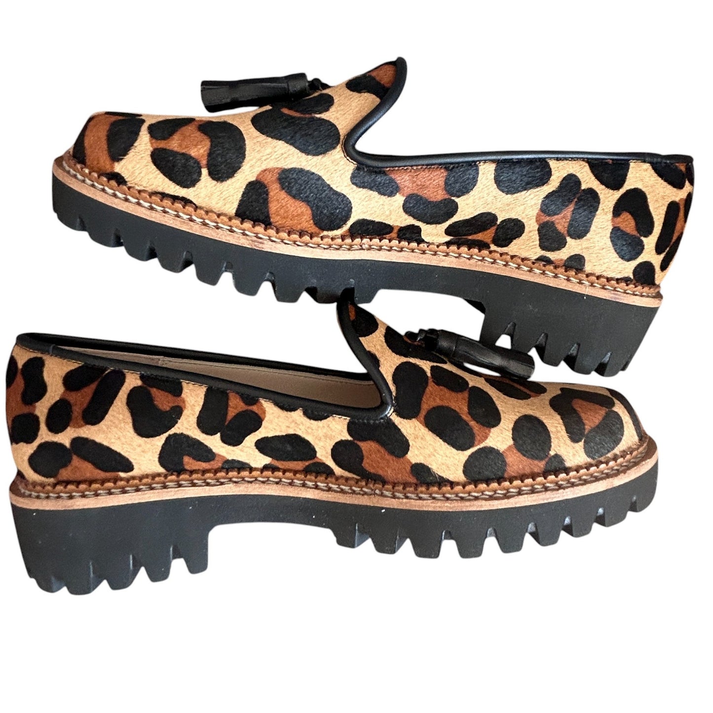Jon Josef Lug Soled Tassled Loafer Gogo Leopard Womens Size 8 NEW IN BOX