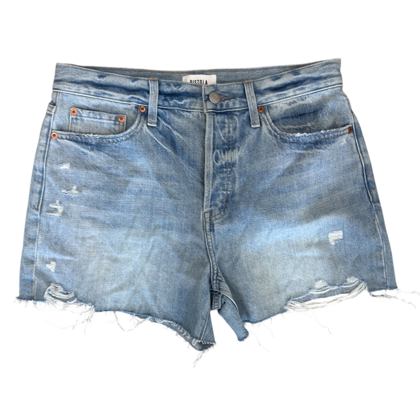 Pistola Light Wash Cut-Off Denim Shorts Button Fly Womens Size 29