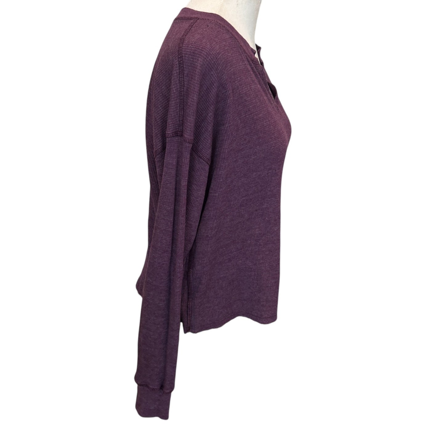 Michael Stars NEW Delia Boxy Thermal Long Sleeve Top Purple Grape Womens Size XS