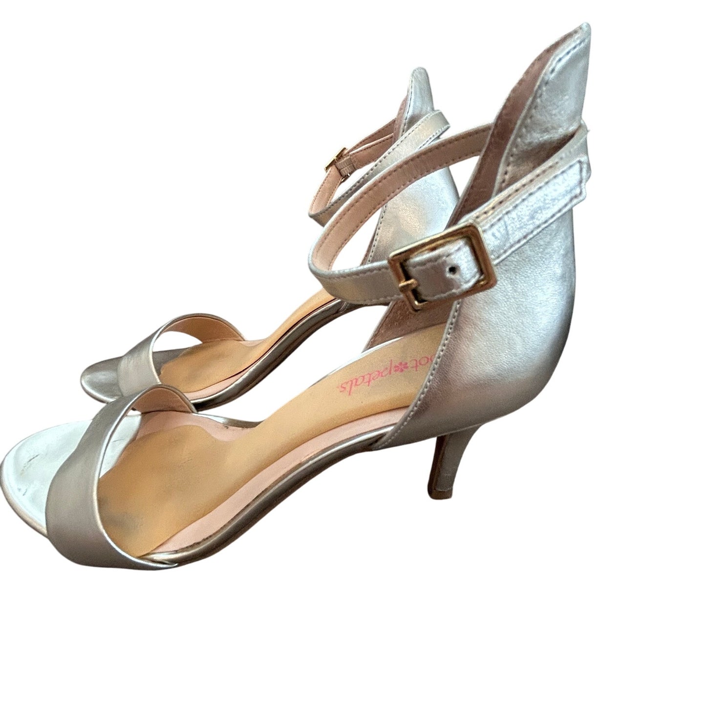 BP Luminate Gold Strappy Slingback Heel Ankle Strap Womens Size 8