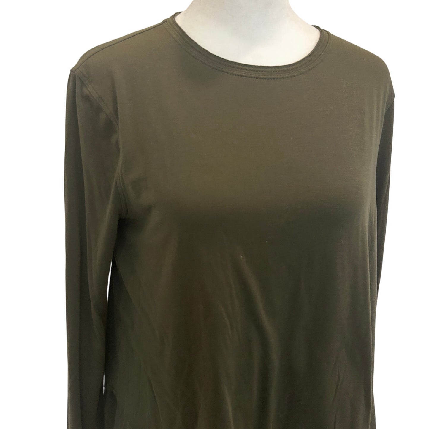 Lululemon Olive Green Long Sleeve Uneven Raw Hem Tee Womens Size 4