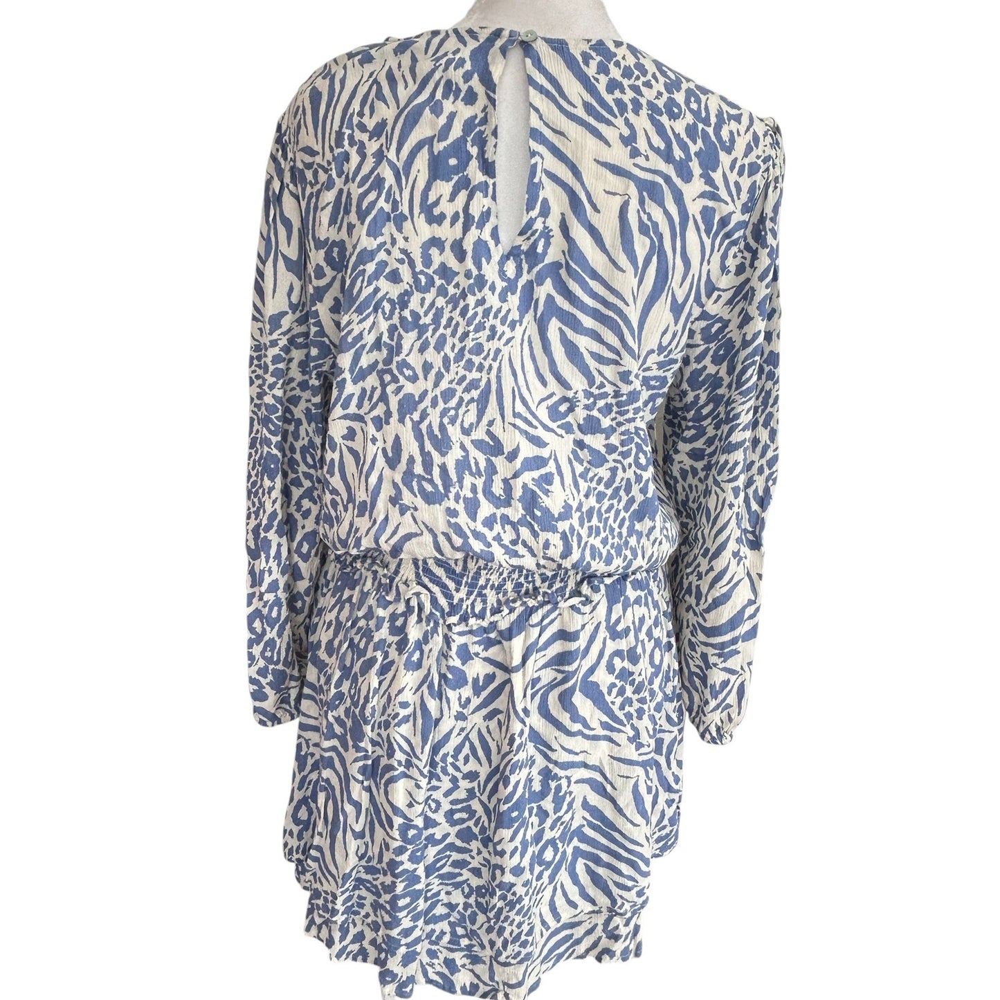 Rails Blue and Ivory Inez Mixed Animal Print Dress Womens Size Large
