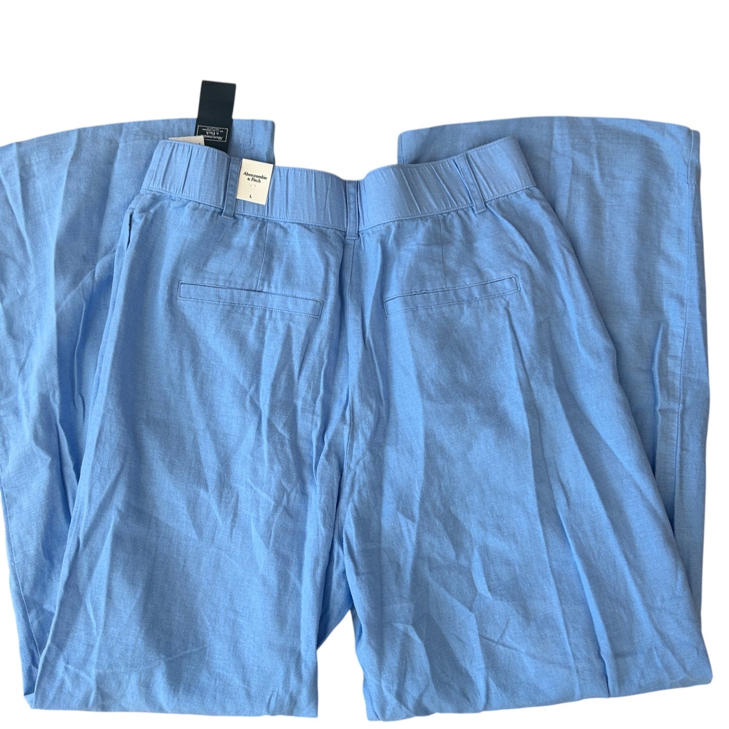 Abercrombie & Fitch Blue Linen Blend Wide Leg Pant Womens Size Large NEW
