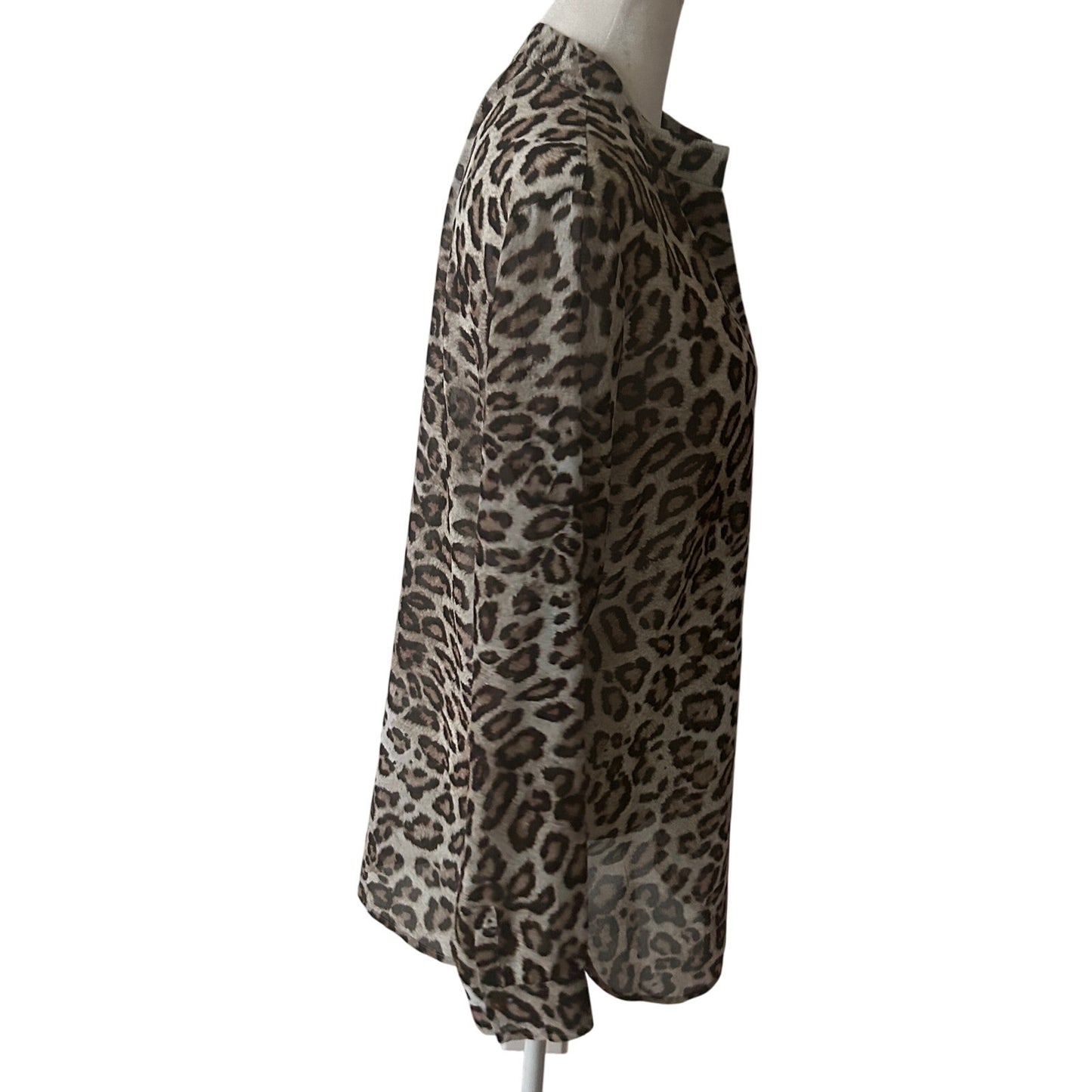 W by Worth Cheetah Animal Print V-Neck Tunic Blouse Womens Size Small