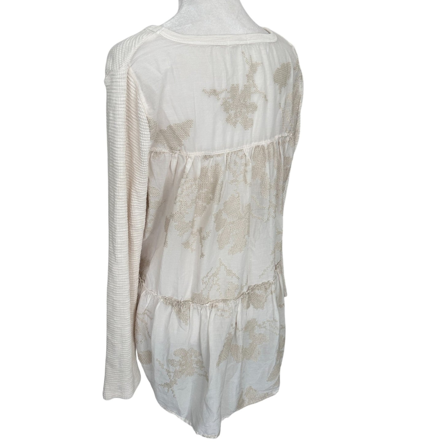 Dylan Ivory / Off-White Boho Waffle Front Blousy Back Top Womens Size Small