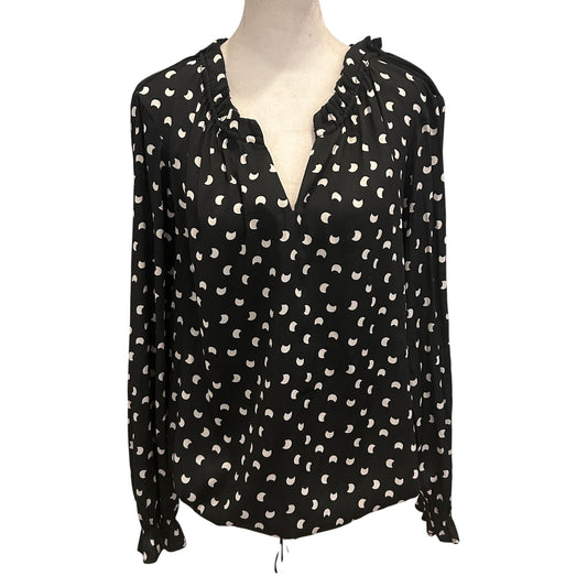Anthropologie Dolan Black and White Polka Dot Top Blouse Womens Size Medium