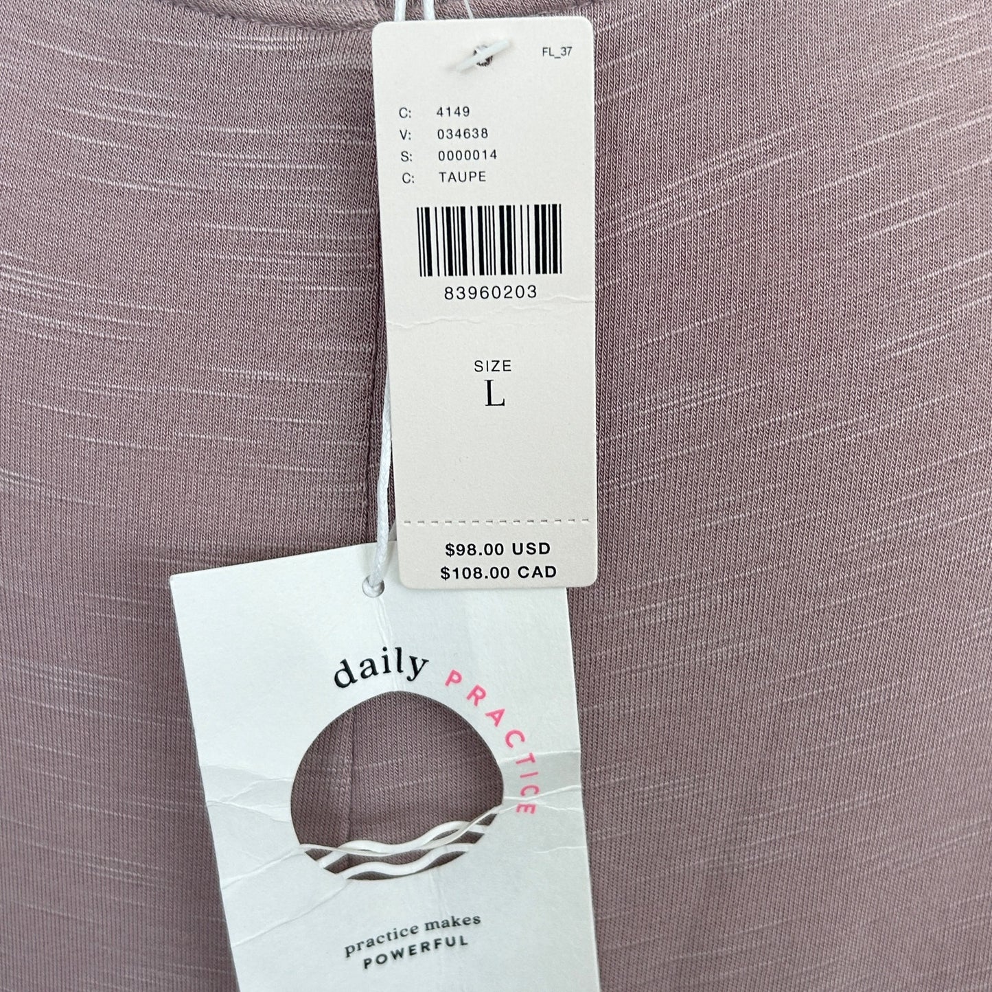 Daily Practice by Anthropologie Taupe Side-Twist Tee Dress Womens Size Large NEW