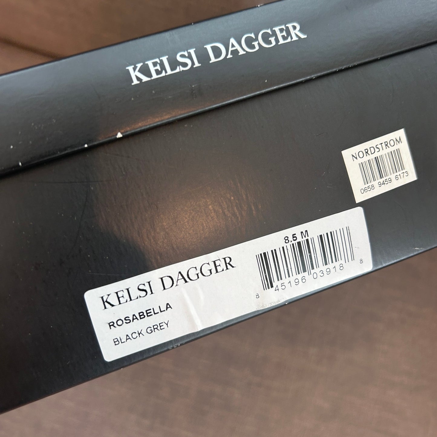 Kelsi Dagger Rosabella Black Grey Leather Heeled Platform Boots Womens Size 8.5