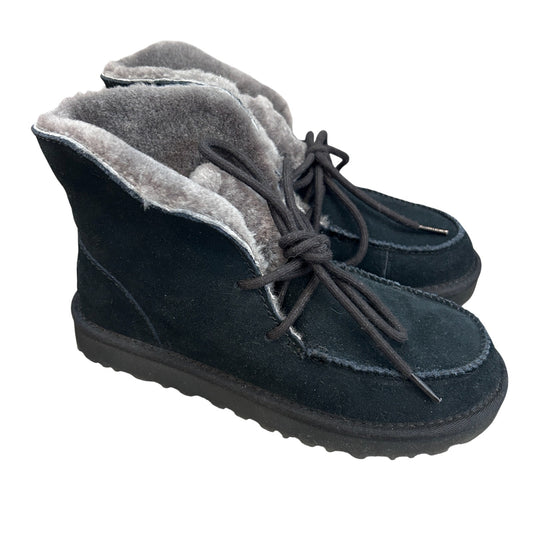 UGG Diara Black Suede Wool Ankle Moccasin Boot Womens Size 7 NEW