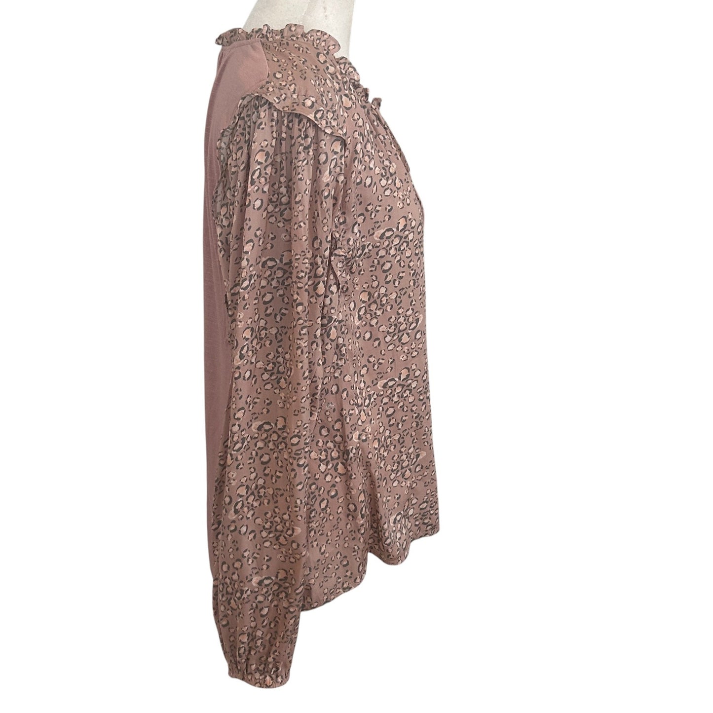 Anthropologie Dolan Pink Animal Print V-Neck Top Blouse Womens Size Large