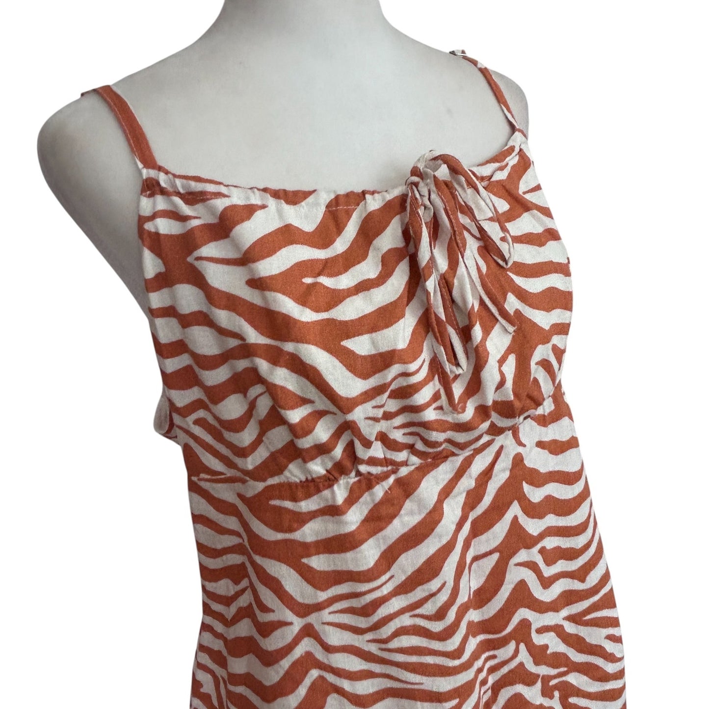 Sanctuary Brown Zebra Stripe Sundress Linen Blend Dress Womens Size 12