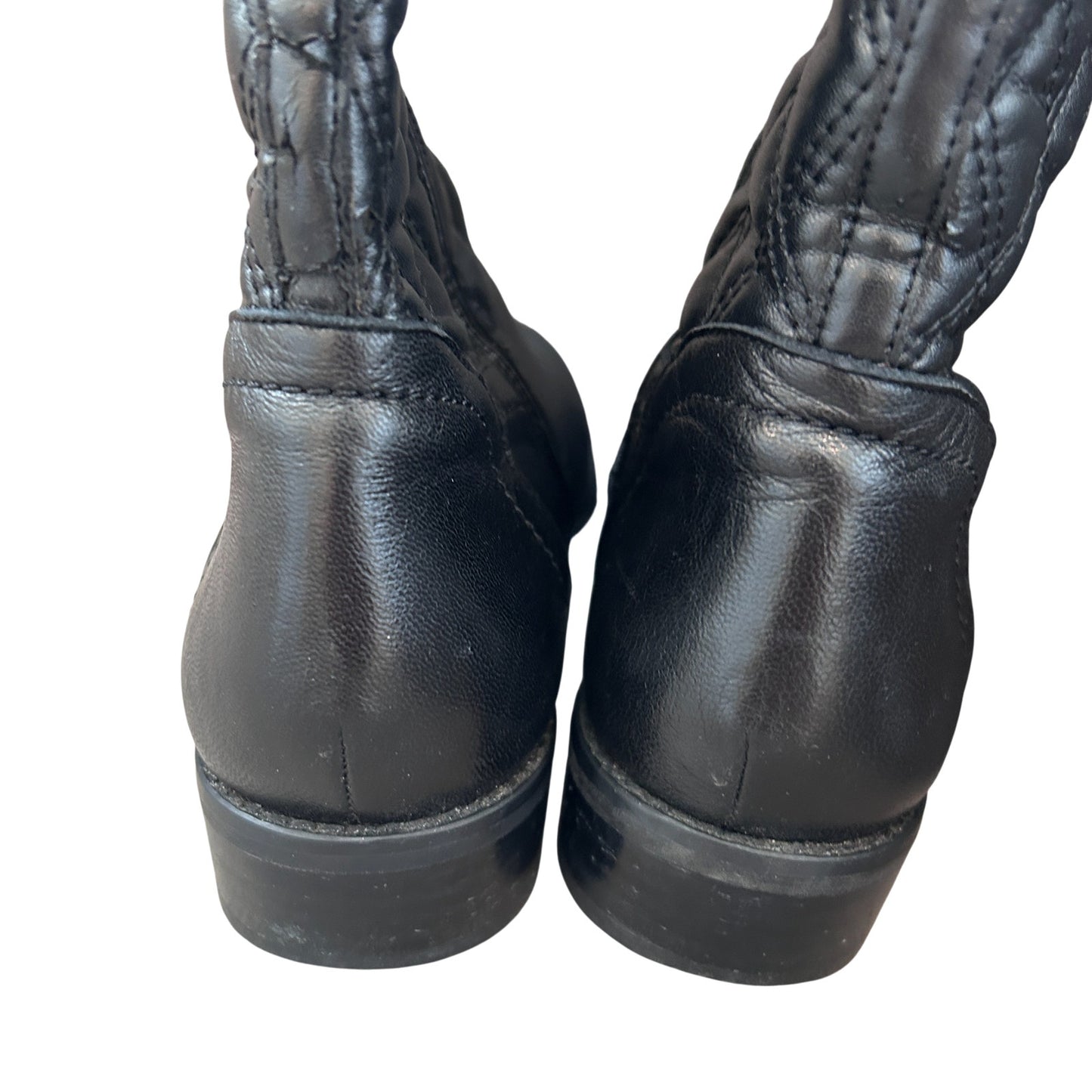 Stuart Weitzman Clute Black Leather Quilted Riding Boot Womens Size 7.5