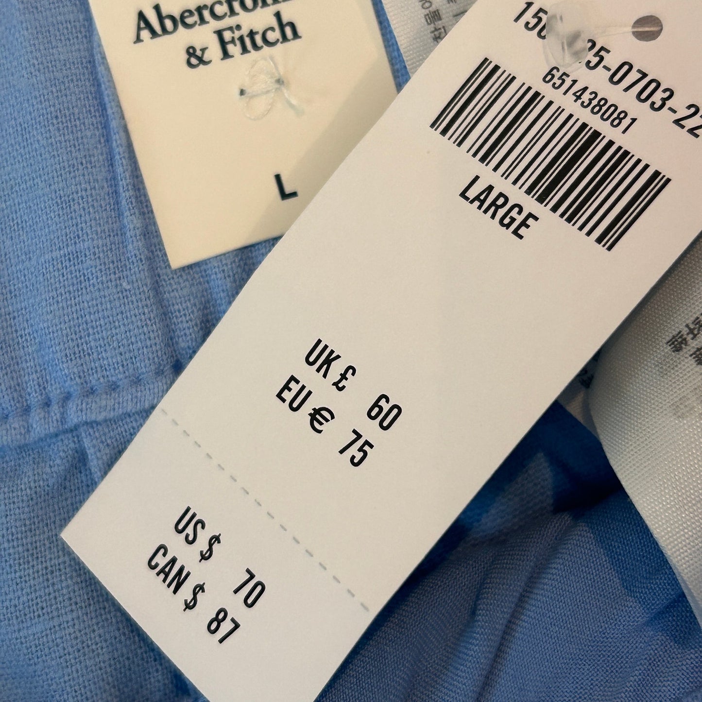 Abercrombie & Fitch Blue Linen Blend Wide Leg Pant Womens Size Large NEW