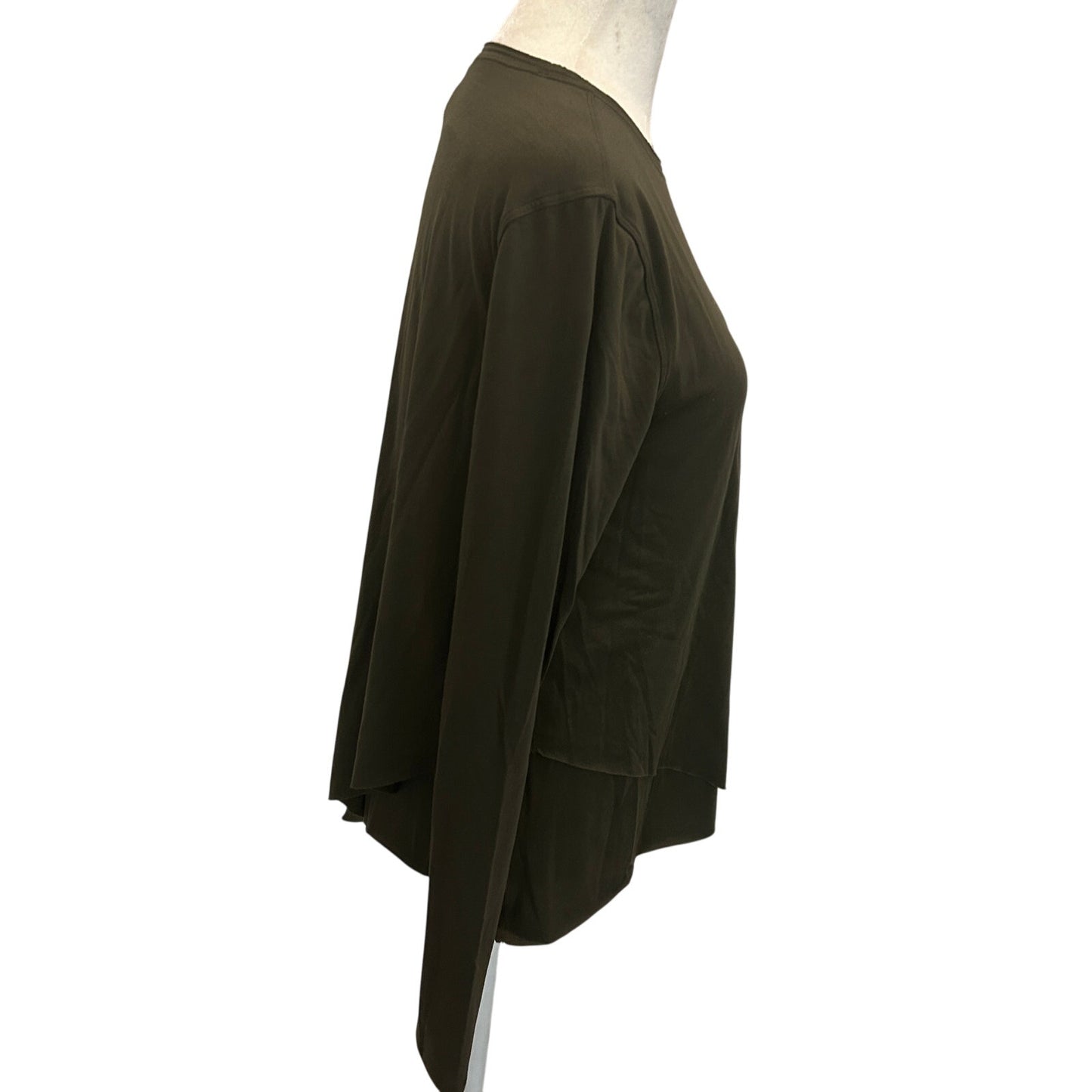 Lululemon Olive Green Long Sleeve Uneven Raw Hem Tee Womens Size 4