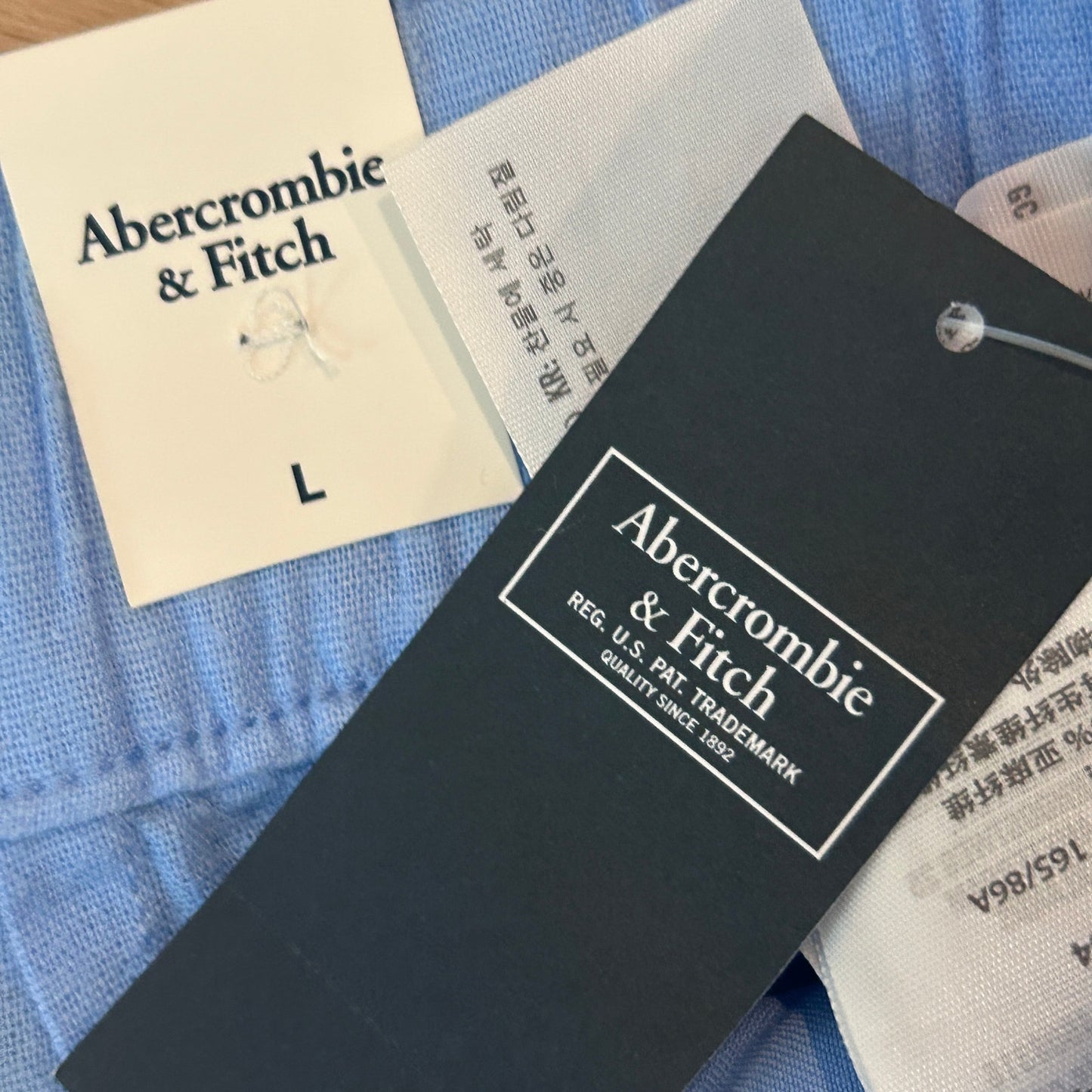 Abercrombie & Fitch Blue Linen Blend Wide Leg Pant Womens Size Large NEW