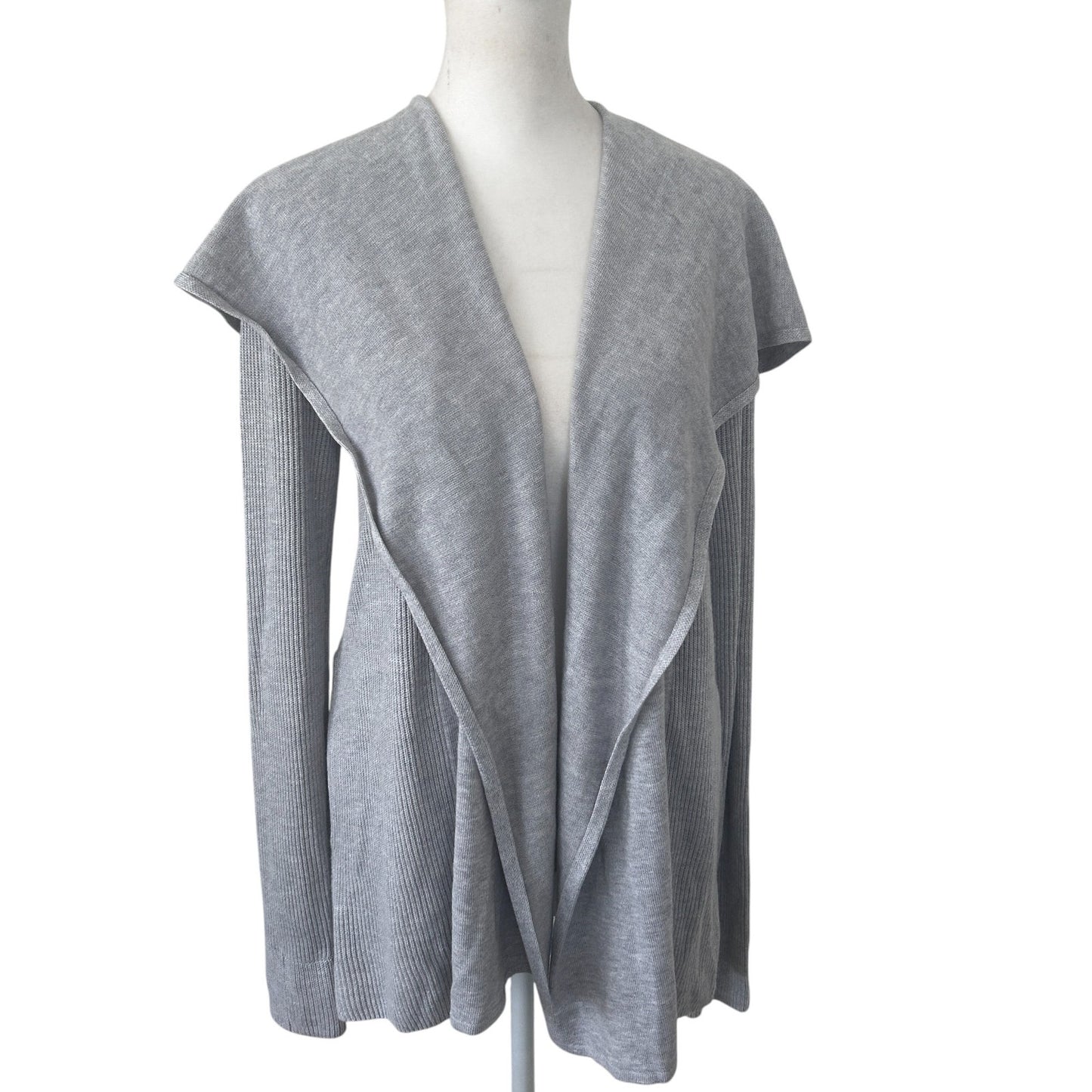 Lululemon Gray Cashmere Blend Hooded Ribbed Cardigan Sweater Womens Size 4
