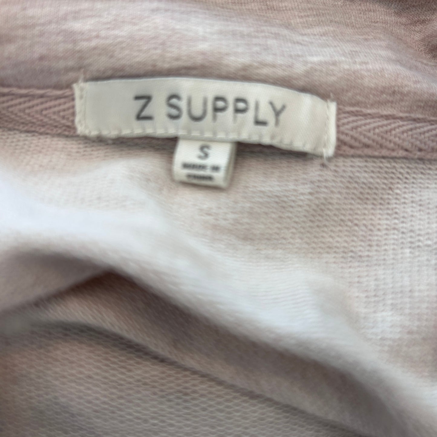 Z Supply Tan 1/4 Button Cropped Raw Hem Collared Sweatshirt Womens Size Small