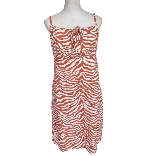 Sanctuary Brown Zebra Stripe Sundress Linen Blend Dress Womens Size 12