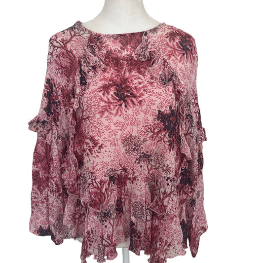Ottod'ame Pink Floral Ruffled Top Blouse Made in Italy Womens Size 4