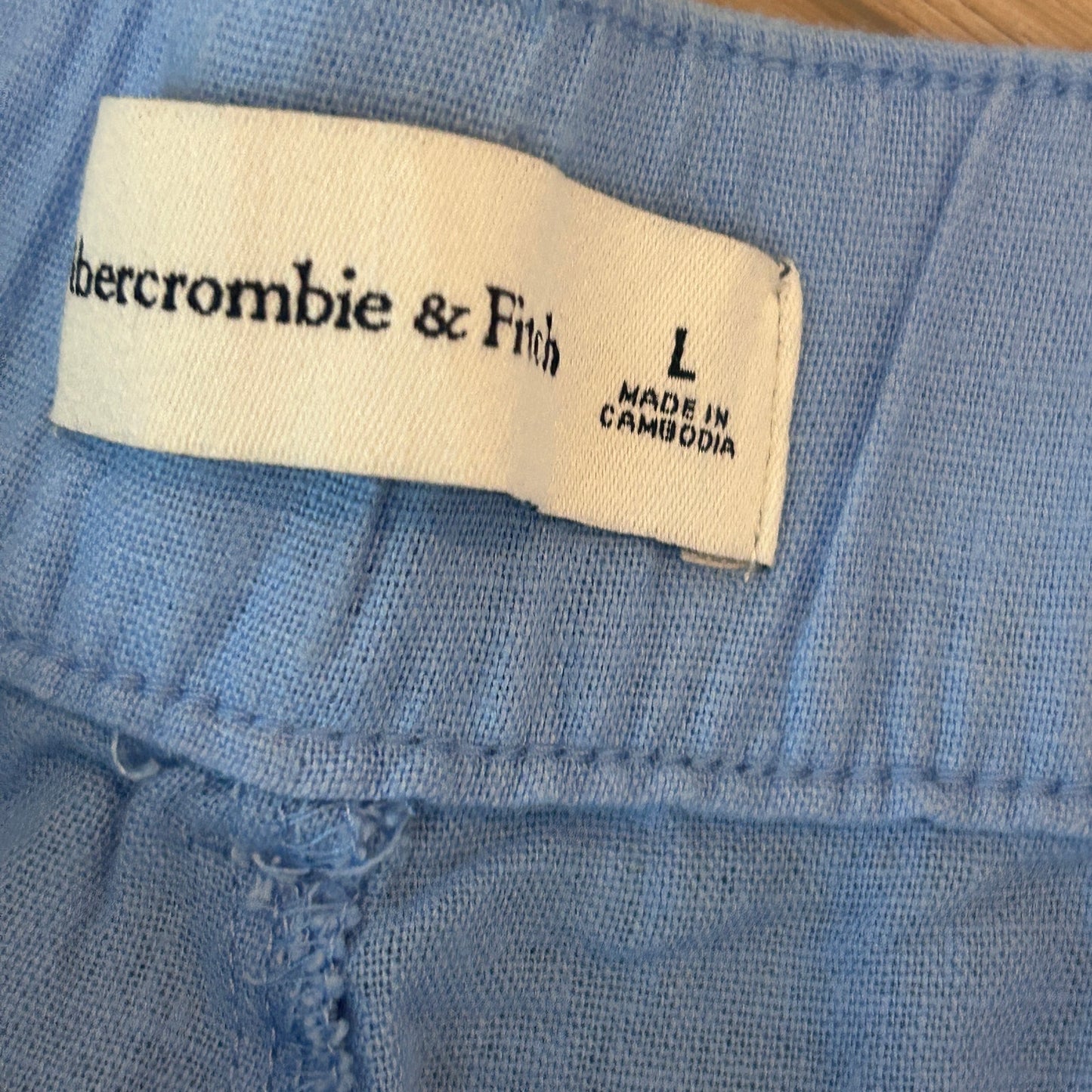 Abercrombie & Fitch Blue Linen Blend Wide Leg Pant Womens Size Large NEW