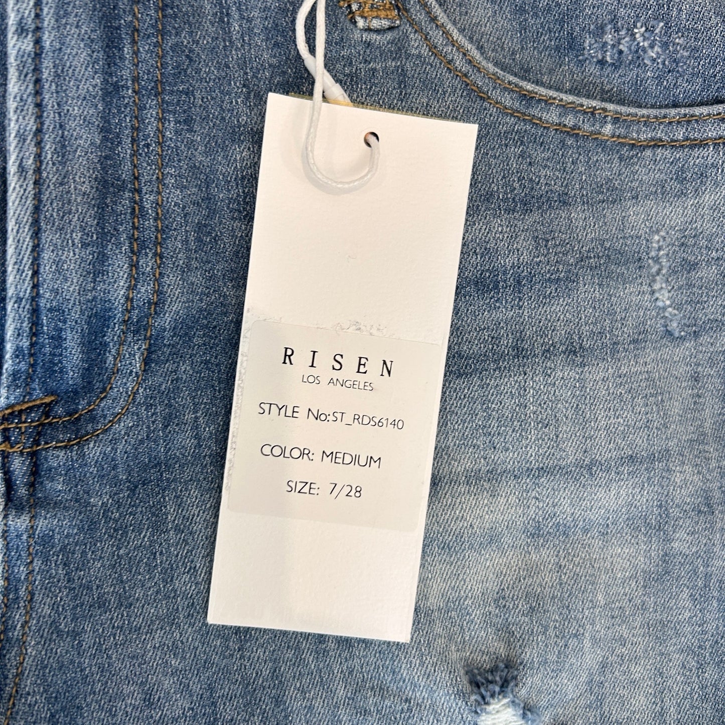 Risen Los Angeles Medium Wash Cut-Off Denim Shorts Womens Size 7 / 28 NWT