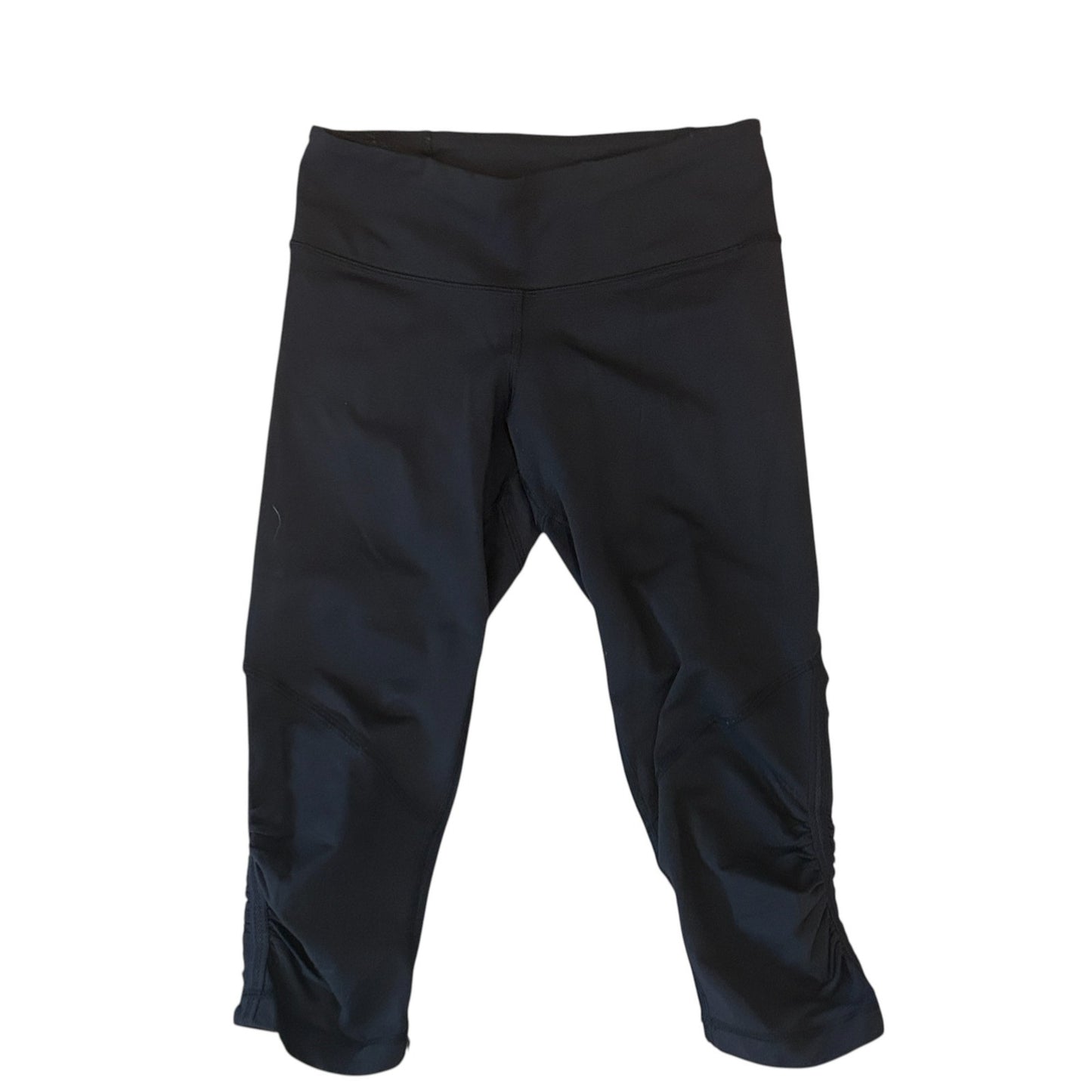 Lululemon Black 19" Cropped Leggings Side Ruching Womens Size 4