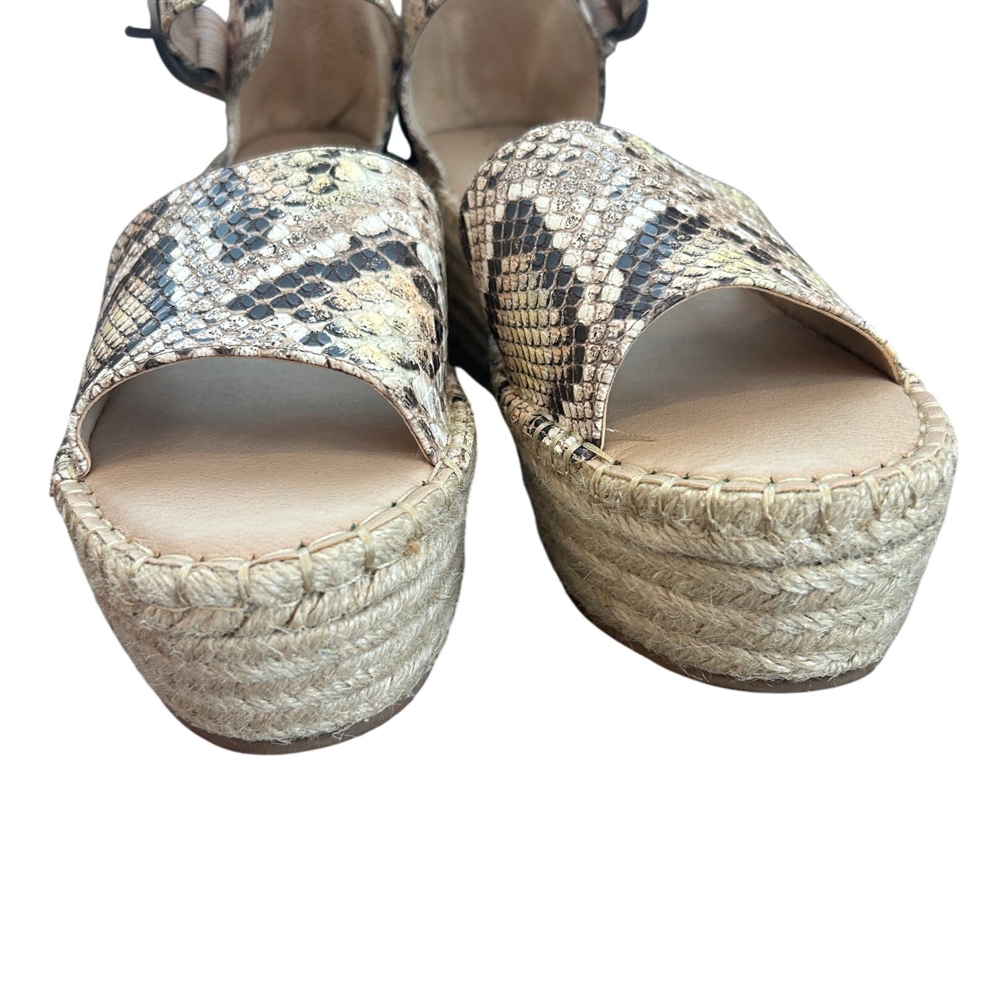 Coconuts by Matisse Flirty Natural Snake Skin Platform Wedge Sandal Size 8.5