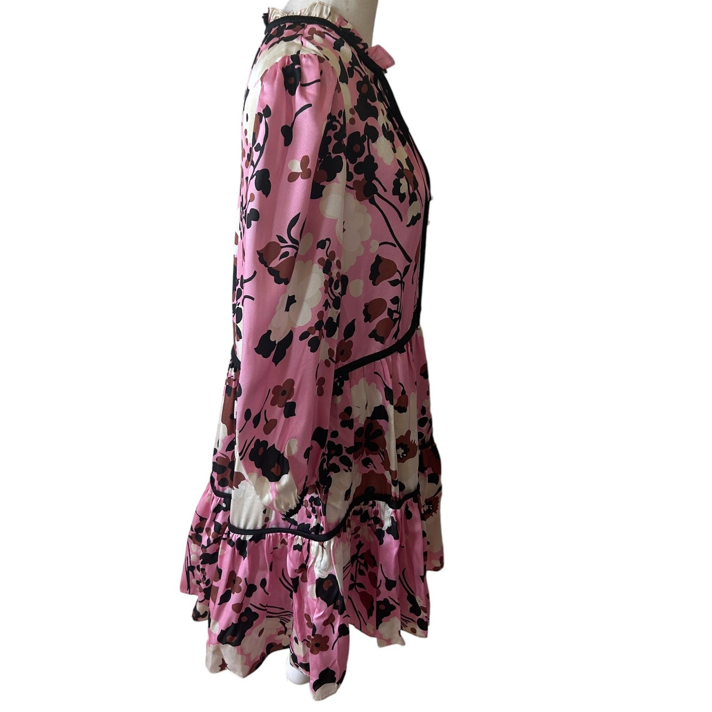 Veronica Beard Hawken Silk Tiered Ruffle Floral Mini Dress Pink Women’s Size 4