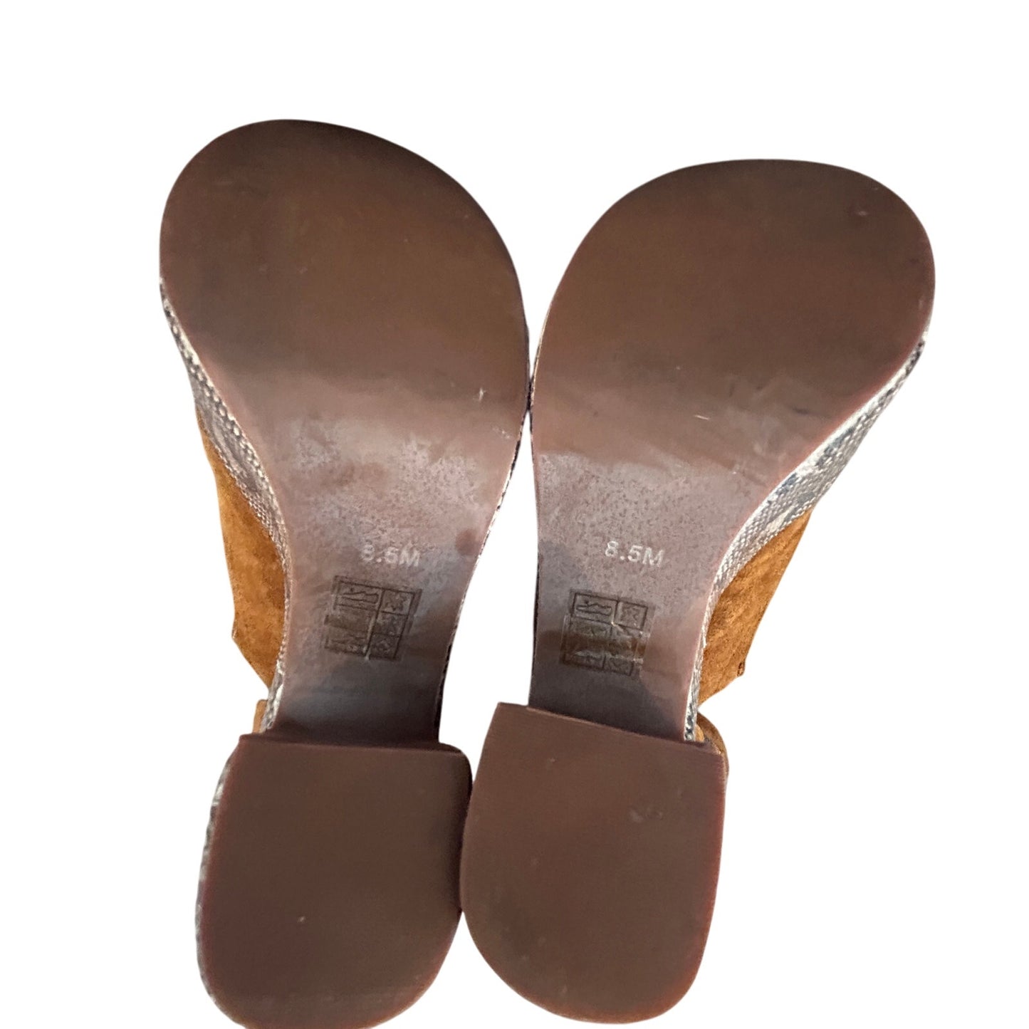 Jeffrey Campbell Studio Tan Open Toe Platform Heel Snakeskin Womens Size 8.5