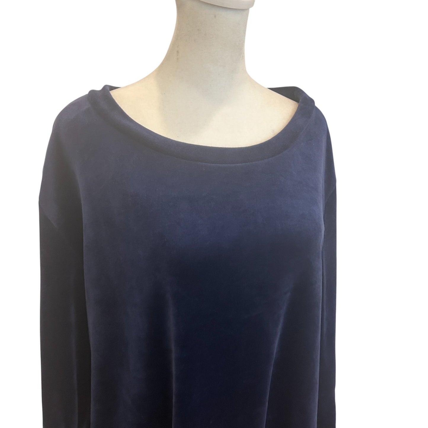 Sanctuary Blue Velvet Long Bell Sleeve Tunic Pullover Top Womens Size Medium
