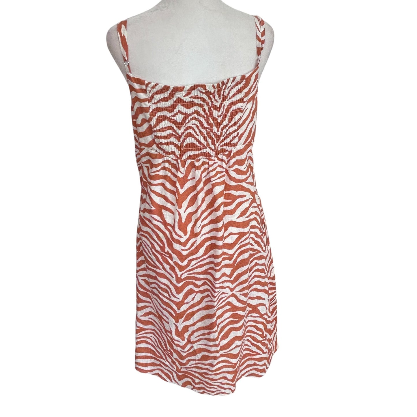 Sanctuary Brown Zebra Stripe Sundress Linen Blend Dress Womens Size 12