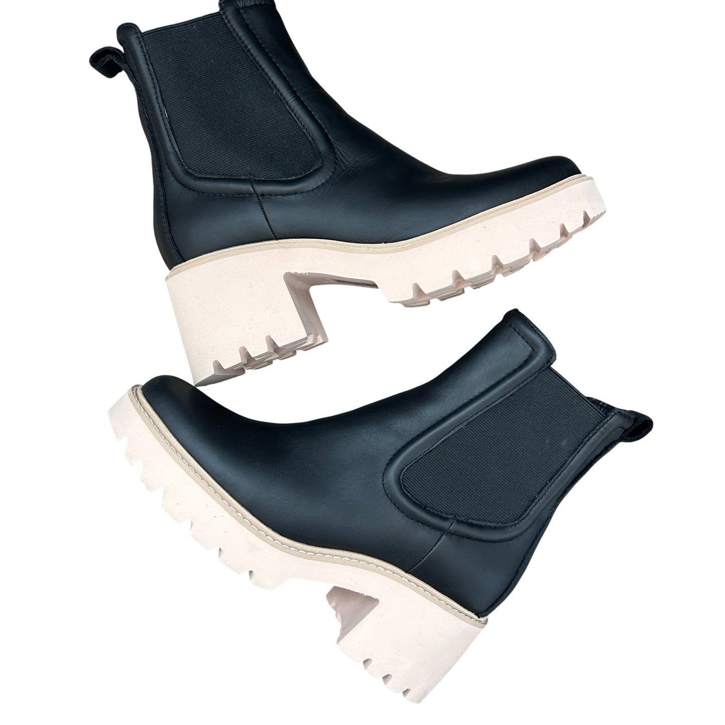 Dolce Vita Black Leather Chelsea Lug Sole Boot Womens Size 8