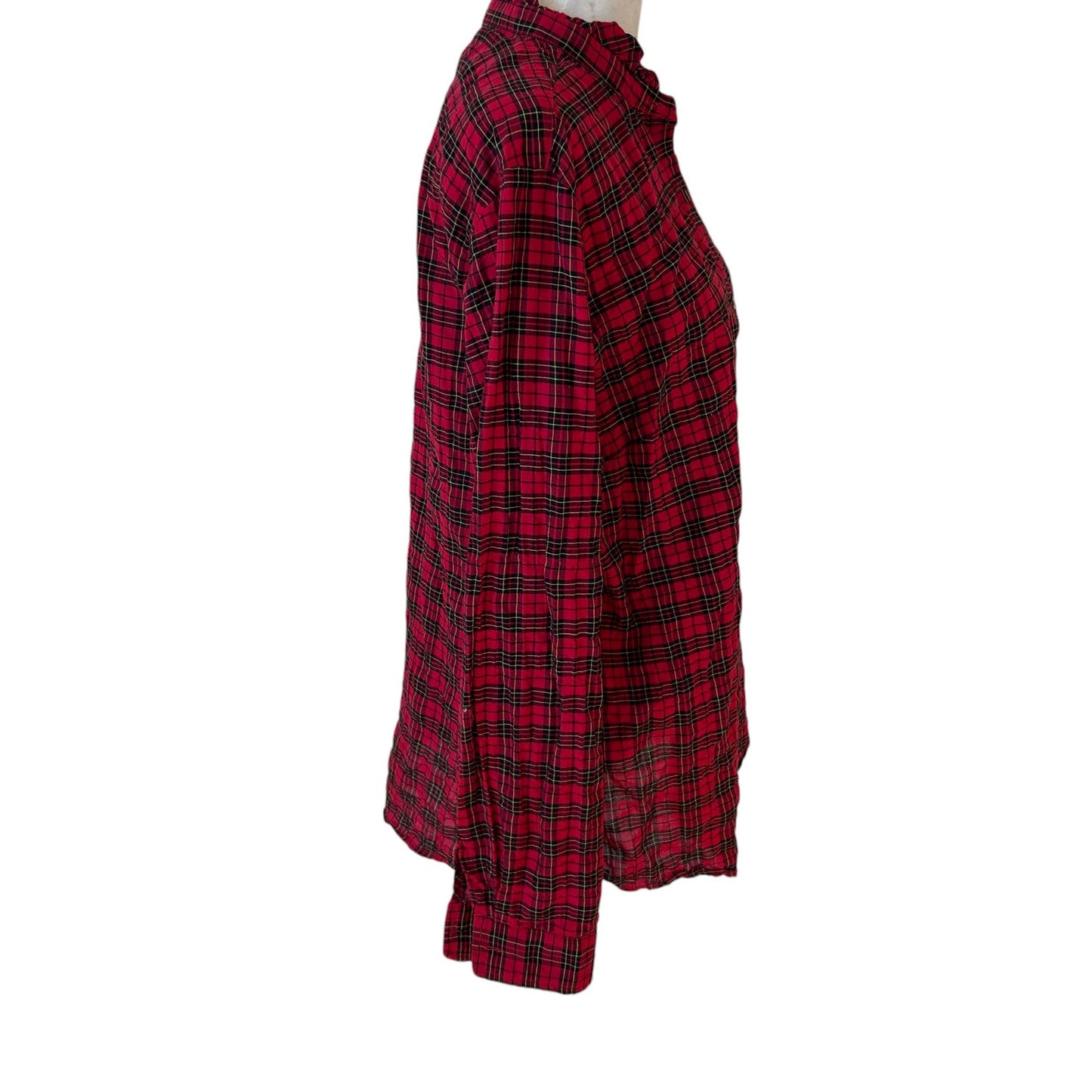 J. McLaughlin Red, Black, Yellow Tartan Plaid Button Down Size Large