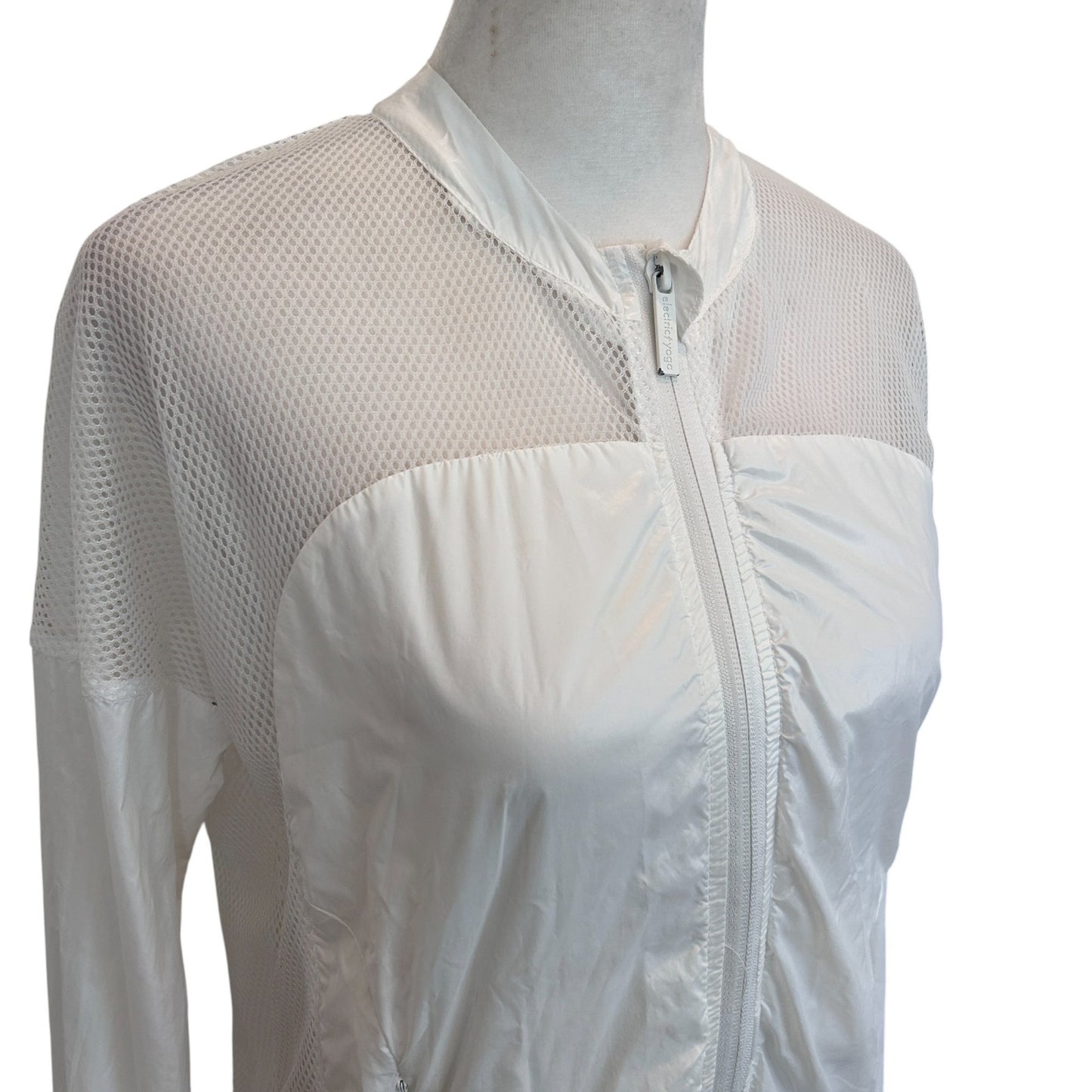 Electric Yoga White Mesh Full-Zip Jacket Womens Size Small