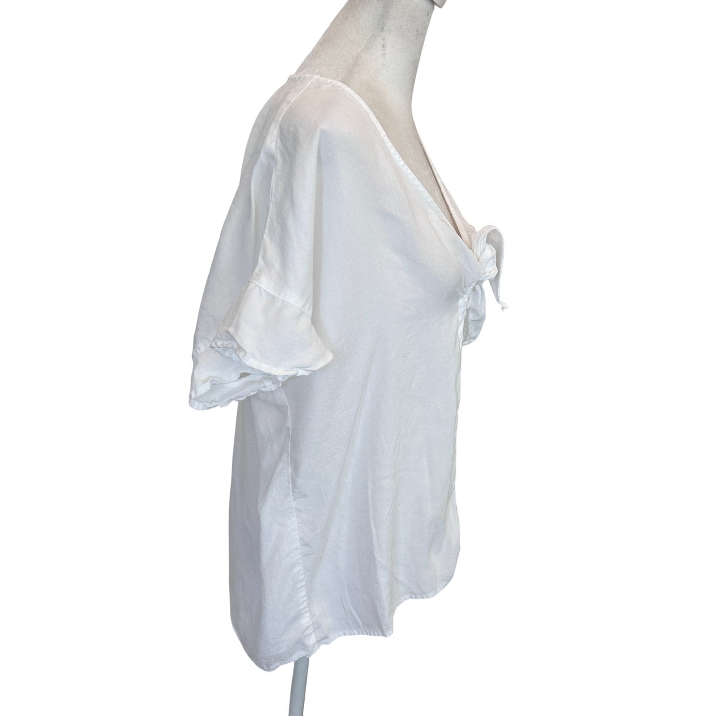 Cloth & Stone Anthro White Flutter Sleeve V-Neck Blouse Womens Size Medium